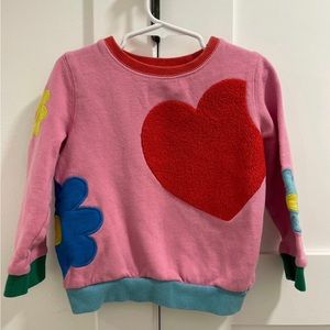 NWOT Mini Boden Appliqué Sweatshirt Bright Petal Pink Heart